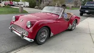 Triumph TR3 startup & drive