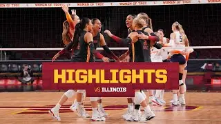 USC WVB vs Illinois Highlights | Trojans win 3-0