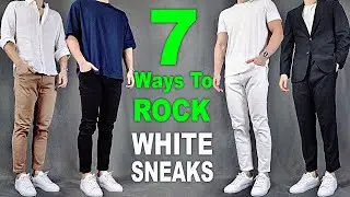 7 Ways To ROCK White Minimalist Sneakers | Men's Outfit Ideas