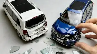 Realistic Diecast Crash Test: Nissan X-Trail Diecast Model Car Crashes Into a Mercedes VIP Minivan!