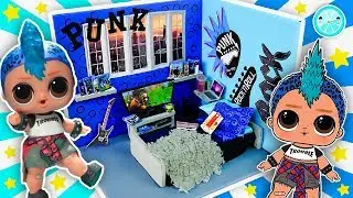 PUNK BOI Miniature Dollhouse &hearts; Lol Surprise Doll Room Tutorial