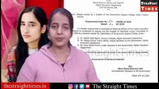 J&K Government Orders Inquiry into Alleged Student S_u_i**c**i**d&euro; at GDC Doda; Faculty Member susp