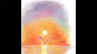 Sunset in Florida | Hanging canvas colorful landscape watercolor ink painting | wood frame