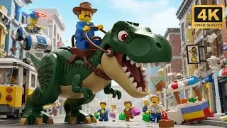 Riding a T-Rex Through the Streets of LEGO City! (Bad idea!) 🦖🤠🏙️