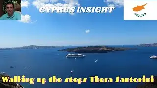 Walking up to Thera from the port of Santorini, Greece