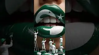 Mini Artists Painting National Flag on Lips 🇵🇰#shorts #foryou #trending #countries