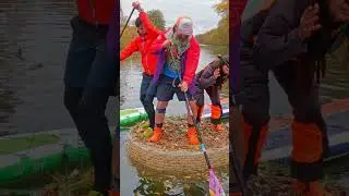 Testing the buoyancy of a straw bale