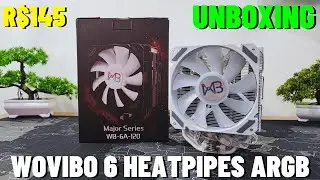 CHEGOU! CPU COOLER WOVIBO 6 HEATPIPES ARGB! UNBOXING E TESTE EM RYZEN E XEON X99
