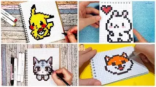 Как нарисовать 4 лучших пиксель арта (подборка) РИСУЕМ по клеточкам