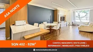 Apartamento Mobiliado para Aluguel na Asa Norte | SQN 402 | 92m&sup2; | 2 Su&iacute;tes | A 2 Min da Esplanada