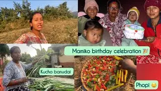 Mamiko birthday celibration 🎁🎉❤️ kucho banaudai ❤️#hemthatal #husbandwife #love 