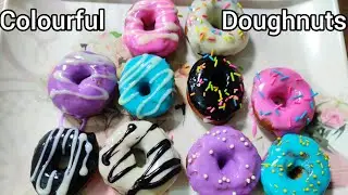 Colourful Doughnuts | Soft Eggless Doughnuts Without Oven/Yeast/Donuts Cutter | Doughnuts Recipe