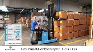 1.3 Tonnen Power: Schubmast-Deichselstapler HanseLifter E-1330GS | 3 m Hub & 530 mm Vorschub