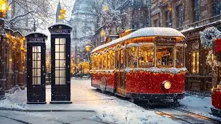 Elegant Winter Jazz Music for Relaxation ❄️Train Station Coffee Shop Ambience with Peaceful Snowfall