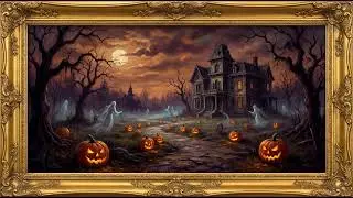 12h Haunted Manor Painting | Frame TV Art 4K | Halloween Night Ambience