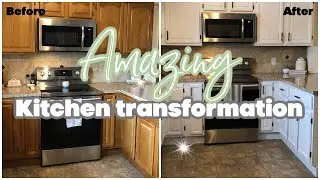 PAINTING MY OAK KITCHEN CABINETS | AMAZING KITCHEN TRANSFORMATION | 2021 | RACHEL LEE