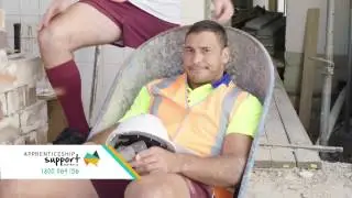 Apprenticeship Support Australia 30 second TVC - Justin Hodges and Aidan Guerra do trades!