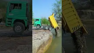 Tata Truck Sand Unloading River Water ? cartoon wala video