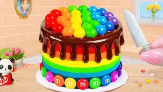 Satisfying Baking Miniature Rainbow Fondant Cake 🌈 Easy Mini Cake Recipes by Mimi Little Bakes 😻