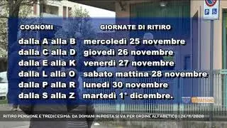 RITIRO PENSIONE E TREDICESIMA: DA DOMANI IN POSTA SI VA PER ORDINE ALFABETICO | 24/11/2020