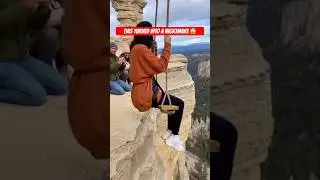 OMG!! Fun Cliff Swing Quickly Turned Dangerous. 😵#viral #epicfail #shortsi