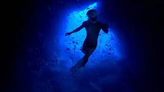 underwater cave was blue light