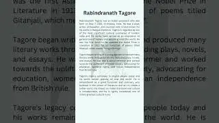 Short biography of Rabindranath Tagore in English #shortvideo #ytshorts #rabindranathtagore