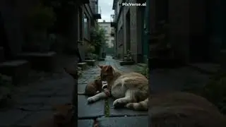 poorcat with her kitten#poorcat#sadanimalshorts#animalshorts#viralshorts