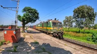 Aggressive & Extreme Green Hulk Haluing Long Loaded BOXN Wagons Skipping Out Busy Porabazar Station