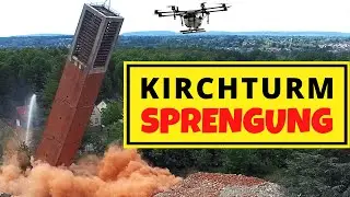 Drohnenvideo: Kirchturm in Saarwellingen wird gesprengt