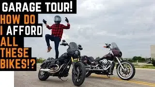 Garage Tour - My Motorcycle Collection, How Do I Afford So Many Bikes?  Dyna Low Rider S and more!
