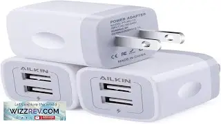 Wall Charger 3Pack 5V 2.1A AILKIN 2 Port USB Wall Charger Home Travel Plug