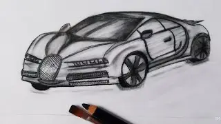 Stylized Bugatti Art, step by step tutorial, how to draw simple car #trending #drawing#art#youtube