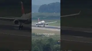 Crosswind Landing RWY14 Zurich Airport 07.05.2025 #A330 #flyswiss