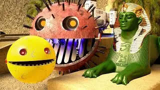Pacman, Mecha Dog, and Flying Robot in a Thrilling High-Tech Labyrinth Adventure
