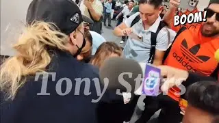 Sof&iacute;a Castro enfurece en zafarrancho cae al piso en AICM mientras Ang&eacute;lica Rivera habla de su boda