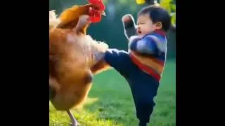Chicken vs Baby Boy  The battle: Who will win? #BabyVsChicken #FunnyBattle #chicken  #babymoments