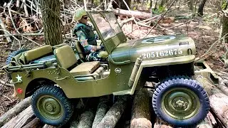 RocHobby (FMS) 1/6 scale Willy&rsquo;s Jeep: tall large bore shocks make for better flex
