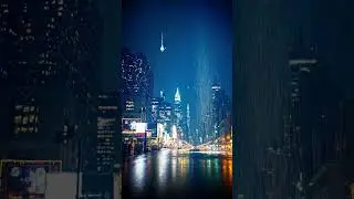 POV: You are a raindrop faling to New York in in nighttime
