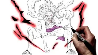 How To Draw Luffy Gear 5 (Pose) | Step By Step | One Piece