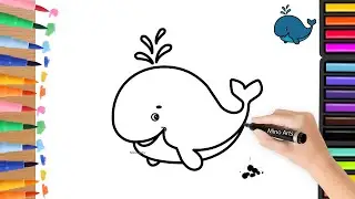 Baby Whale Drawing || How to Draw Baby Whale Easy Step by Step  @minoarts