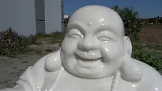White Marble Fat And Happy Buddha Garden Sculpture