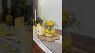 Yellow table decor setup | yellow theme decor | Easy Table Styling #decorationideas #decorathome