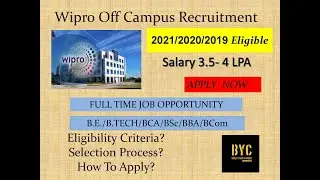 Wipro Off Campus Recruitment 2021/2020/2019 | Freshers Jobs 2021 | Latest Wipro Jobs
