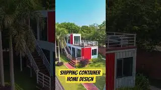Modern Two-Story Red & White Shipping Container Home with Rooftop Deck