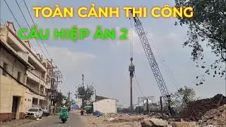 Toàn cảnh thi công Cầu Hiệp Ân 2 Bờ Bắc Kênh Đôi, đóng cọc bê tông và khoan cọc nhồi