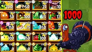 1000 Chicken 🐔 Vs 50 random plants max level! Pvz2 custom gameplay