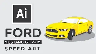 Mustang GT 2018 Vector Speed Art Car Illustration : Adobe Illustrator