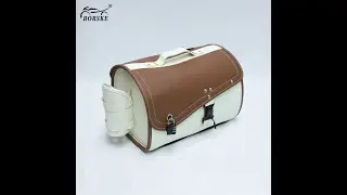 Retro Large Capacity Leather Motorcycle Scooter Saddle Bag Tail Bags with Laser Printed Design