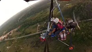 voo de trike por cima da BR de uma cidade a outra , 45 km